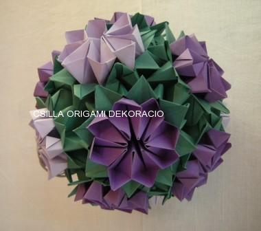 G3.sz. origami lila virág gömb